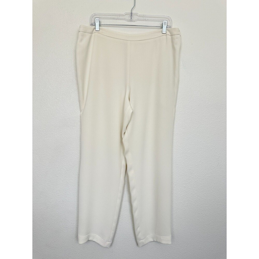Akris Punto Lined Tapered White Trousers Pull On Side Zip Work Classy Women's 12